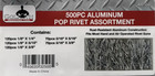 Goliath Industrial 500pc Aluminum Pop Rivet Assortment 5 Different Sizes   Ar500