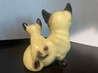 Vintage Siamese Mom And Baby Cat Kitty  Ceramic 5  Figurine Japan Blue Eyes