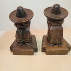 Vintage Carved Wood Mexican  Bookends Set Rustic Decor Made In Mexico