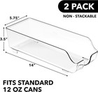 Soda Can Organizer And Dispenser For Refrigerator   Pantry  Clear  Set Of 2