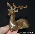 3 6 old China Ancient Dynasty Bronze Fengshui Wealth Luck Animal Deer Statue