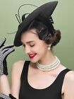Black Women s Straw Wide Brim Hat For Church party kentucky Derby Fascinators