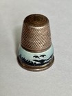 925 Sterling Silver Thimble Guilloche Enamel Light Blue German Size 4 Antique