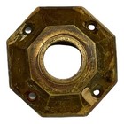 Antique Art Deco Heavy Cast Brass Octagon Round Door Knob Back Plate 2 3 8   