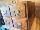 Vintage Oak Wood Card Catalog 4 Drawer 2 Section Index Card File Cabinet