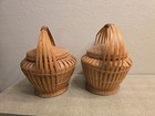 Set Of 2 Vintage Wicker Baskets With Lids