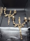2-antique Ornate French Louis Xv Rococo Gold Gilt Bronze Candle  Wall Sconces