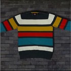 Vintage Y2k Cool Colorful Striped Quiksilver Lightweight Pullover Sweater Size M