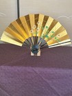 Folding Sensu Fan Dance Black Lacquer  Gold Leaf  Autumn Grass  Handwritten  Oni