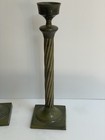 Vintage Brass Candlestick Holder Spiral Twist Stem Square Base Single Candle