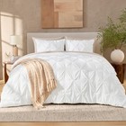 White Oversized King 3pc Pinch Pleat Down Alternative Comforter Set All Season