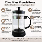 12 Oz Glass French Press Coffee   Tea Maker     Stainless Steel Filter  Single Cup