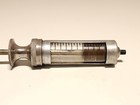 Antique Rare  Medical Doctors Glass Aluminum And Chromed Metal Syringe