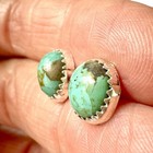 Navajo Turquoise Stud Earrings Sterling Silver 925 Small 10mm Pierced Handmade