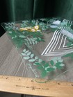 Georges Briard Floral Greens 3 Compartment Glass Tray   Rare 14x14