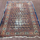 Vintage Rug 4  6 X 6  4 Blue Worn Hand Knotted Oriental Rug