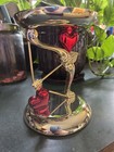 Bath   Body Works Cupid Love Heart Arrow Pedestal 3-wick Candle Holder Gold       