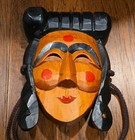 Hand Carved Wooden Face Mask Hahoe Korean Bride Folk Art Wall Decor - Free Ship 