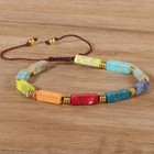 Natural Stone Bead 7 Chakra Reiki Healing Energy Protection Unisex Bracelet   