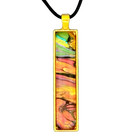 Pendant Necklace   Earring Set Handmade  coral Diving  Gold Bezel  Black Cord