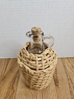 Vintage Glass Bottle Wicker Wrapped Demijohn Handled Decanter