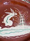 Vintage Mexican Redware Folk Art Plate Decorative Rabbit Nice Hand Painted