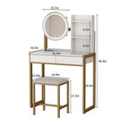 Bedroom Makeup Vanity Table Set Led Lighted Mirror 3 Color Modes Charging 