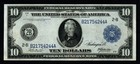 1914  10 New York Large Size Crisp Xf  Federal Reserve Note 