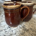 Set Of 4 Hull Pottery Brown Drip  Ringware Coffee Mugs Cups Usa Mint  Rare