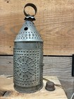 Antique Primitive Paul Revere Punched Tin Hanging Lantern-converted 