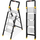 Aluminium Folding Step Stool With Anti-slip Wide Pedals   4 Step Ladder