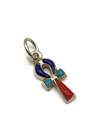 Small Vintage Egyptian 900 Silver Enamel Ankh Cross Pendant