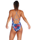 Speedo Girl s Medium  size 32  Printed Double X Back One Piece In Blue