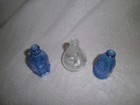 3 Vintage Ink Bottles Blue Corn Cob Shape Blue Church Brand Clear Star Burst