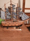 12    Tall Detailed Wooden Boat Ship Model Nautical Home Decor Collectible
