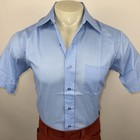 New Saxton Dress Shirt Deadstock Nik Disco Blue Nos Vintage 70s Mens Medium Tall