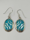 Zuni Inlaid Sterling Silver Turquoise Dangleearrings Lightweight Pierced Vintage