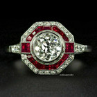 2 Ct Art Deco Round Lab Created   Ruby Vintage Engagement Ring 14k White Gold Fn