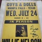 Vintage Willie Nelson Concert Poster Wichita Falls Tx C1963 Signed 1999 Texas