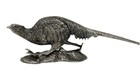 Pair Antique Victorian Silver Plated Bronze Pheasants Table Ornaments sculptures