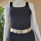 Vintage Silver Plated Waist Belt Etched Pattern Metal Square Pannels Women 32 In