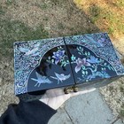 Vintage Black Lacquered Asian Mother Pearl 4 Drawer Jewelry Trinket Box Abalone