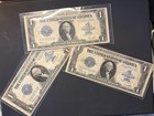     1923 One Dollar Note  1 Silver Certificate 3 Three Bill Blue Seal Large Rare   