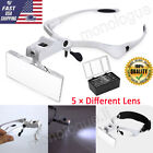 Magnifying Glass Led Light Head Loupe Jeweler Watch Bright Magnifier With 5 Lens