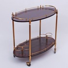 Vintage 70s Bar Cart Italy Brass And Mahogany Look 6 htg