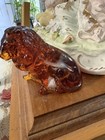 Vintage Imperial Glass Caramel Slag Lion Figurine 
