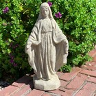 Vintage Virgin Mary Statue Cement Concrete Catholic Memorial Garden Art Figure