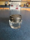 Antique Small Art Nouveau Glass Vanity Jar W  Sterling Silver Screw Lid