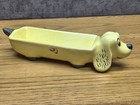 Ceramic Yellow Weiner Dog Dachshund Saltine Cracker Holder Tray Trinket Dish 10 