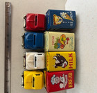 4 Vintage Haji Japan Tin Litho plastic Friction Food Trucks